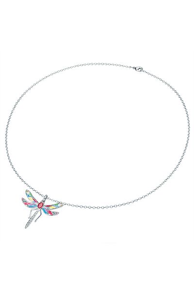 Lulu & Jane Kette mit Kristallen von Swarovski® Kette mit Anhänger Perle (synth.) weiß verziert mit Kristallen v