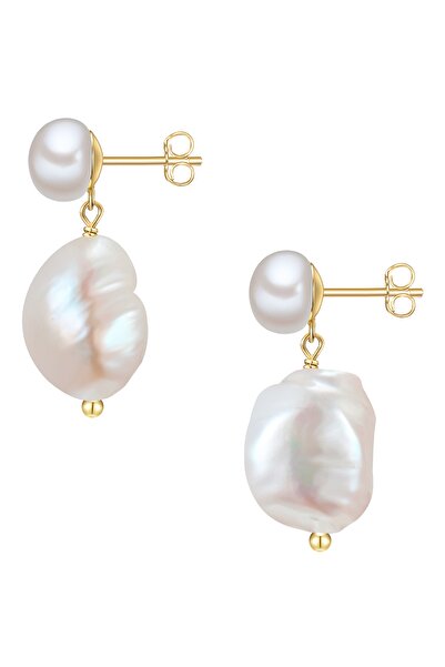 Glanzstücke München Silberohrhänger Ohrhänger Sterling Silber gelbgold Süßwasser-Zuchtperle weiß