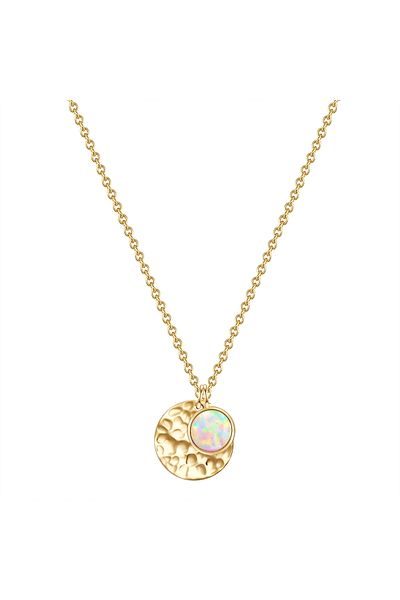 Glanzstücke München Silberhalskette Kette mit Anhänger Sterling Silber gelbgold Opal (synth.)