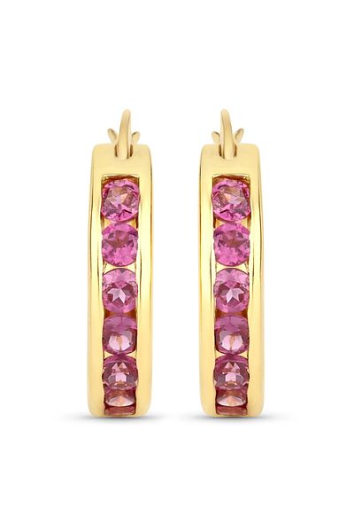 Rafaela Donata Edelsteincreolen Creolen Sterling Silber gelbvergoldet Rhodolith rosa-rot
