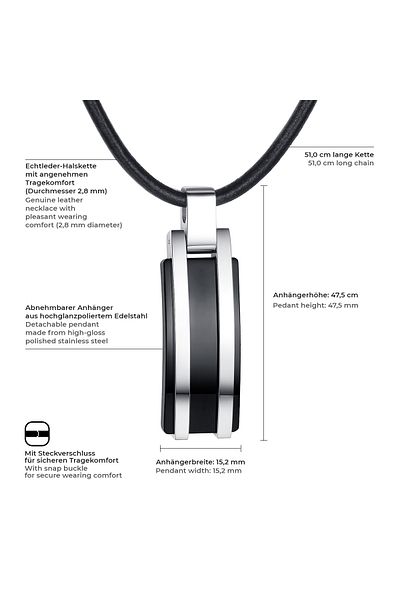 True Rebels Lederhalskette Kette mit Anhänger Edelstahl