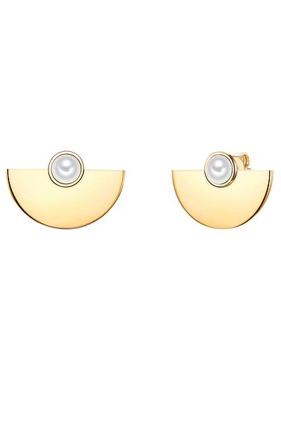 Lulu & Jane Edelstahlohrstecker Ohrstecker Edelstahl gelbgold Muschelkernperle weiß