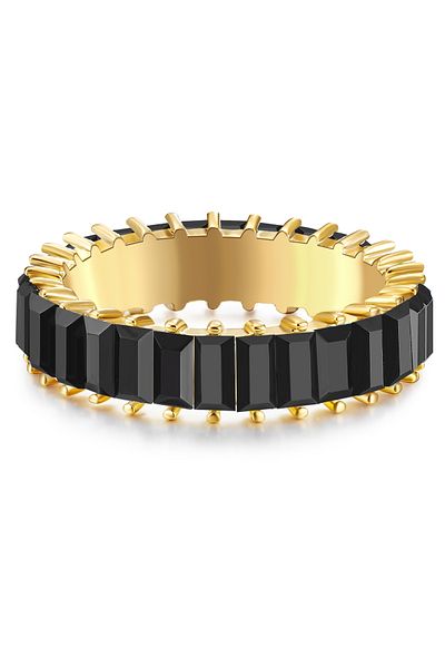 YOKOAMİİ Modeschmuckring Ring gelbgold Kristall schwarz