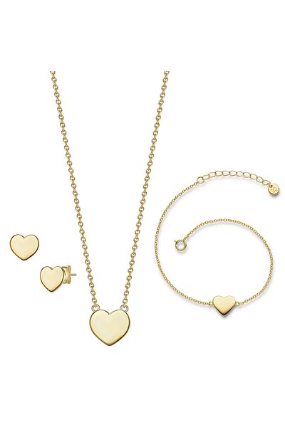 Glanzstücke München Silberohrklemmen Set (Armband+Kette+Ohrstecker) Sterling Silber gelbgold