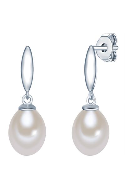Valero Pearls Perlenohrstecker Ohrstecker Sterling Silber Süßwasser-Zuchtperle weiß