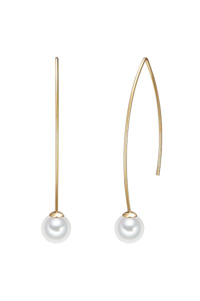 Lulu & Jane Perlenohrhänger Ohrhänger gelbgold Muschelkernperle weiß