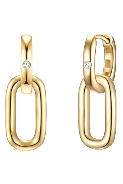 Lulu & Jane Diamantohrcreolen Creolen Sterling Silber gelbgold Diamant weiß