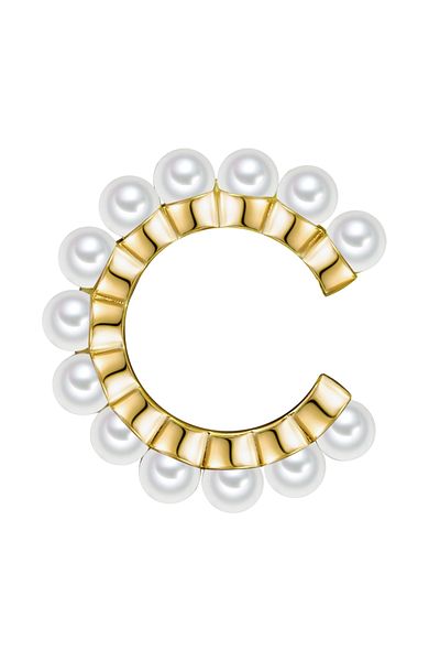 Glanzstücke München Silberohrklemmen Ohrklemme Sterling Silber gelbgold Muschelkernperle weiß