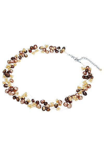 Valero Pearls Perlenhalskette Kette Sterling Silber Süßwasser-Zuchtperle multicolor