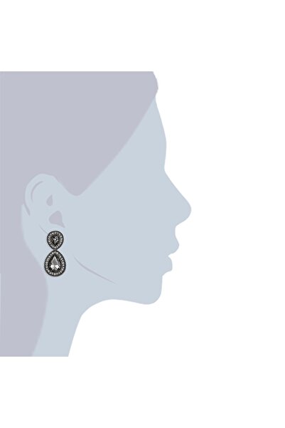 Lulu & Jane Modeschmuckohrstecker Ohrhänger schwarz Glaskristall grau