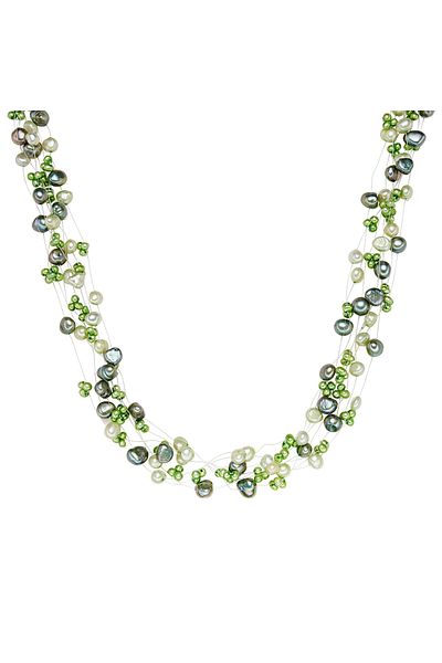 Valero Pearls Perlenhalskette Kette Sterling Silber Süßwasser-Zuchtperle grün