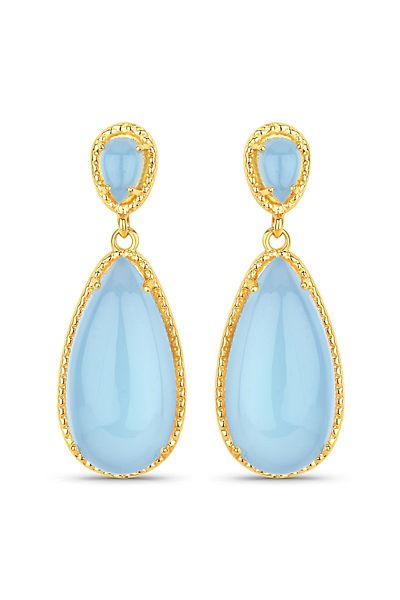 Rafaela Donata Edelsteinohrhänger Ohrhänger Sterling Silber gelbvergoldet Chalcedon blau