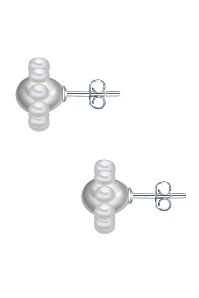 Valero Pearls Perlenohrstecker Ohrstecker Sterling Silber Süßwasser-Zuchtperlen weiß silber