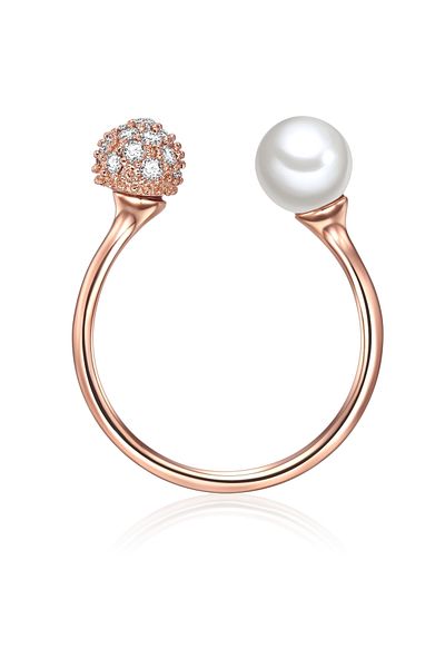 Lulu & Jane Perlenring Yüzük roségold Muschelkernperle weiß Zirkonia weiß
