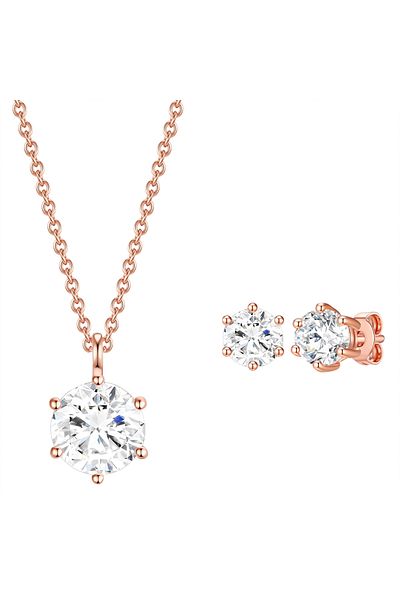 Rafaela Donata Perlenohrhänger Set (Kette+Ohrstecker) Sterling Silber roségold verziert mit Kristallen von Swarov