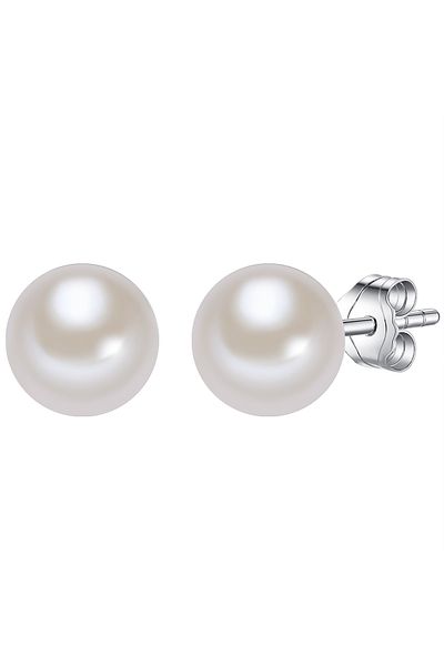Lulu & Jane Perlenohrstecker Ohrstecker Sterling Silber Süßwasser-Zuchtperle weiß