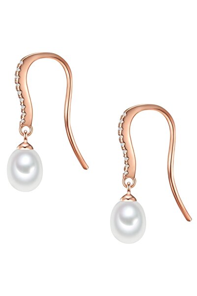Valero Pearls Perlenohrhänger Ohrhänger Sterling Silber roségold Süßwasser-Zuchtperle weiß Zirkonia weiß