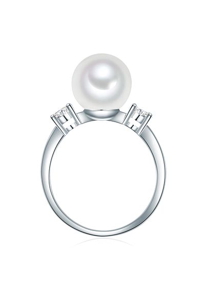 Rafaela Donata Perlenring Ring Sterling Silber Muschelkernperle weiß Zirkonia weiß