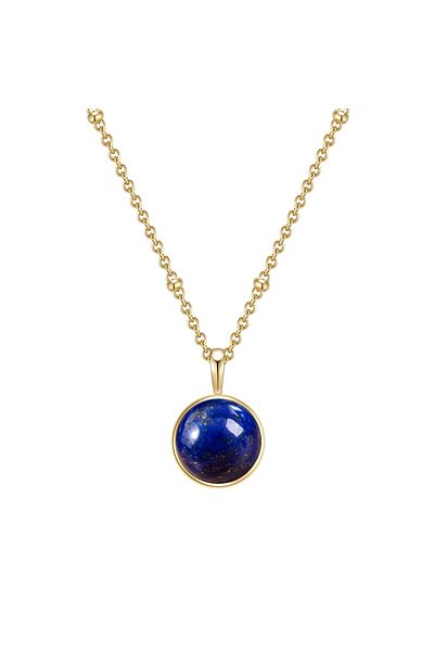 Glanzstücke München Silberhalskette Kette mit Anhänger Sterling Silber gelbgold Lapislazuli (synth.)