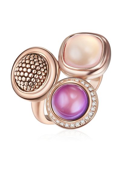 Lulu & Jane Ring mit Kristallen von Swarovski® Ring roségold Glas weiß Kunststoff lila hellrosa