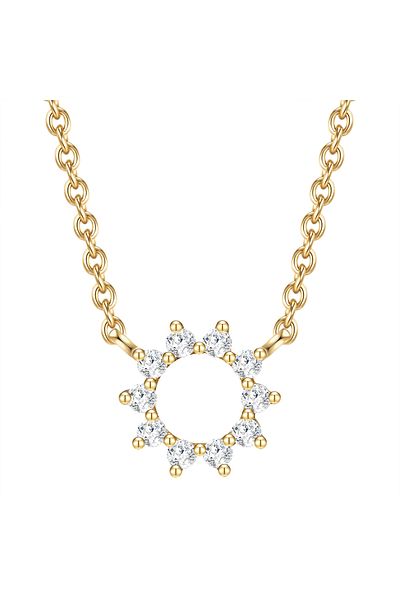 Glanzstücke München Silberhalskette Kette ve Anhänger Sterling Silber gelbgold Zirkonia weiß