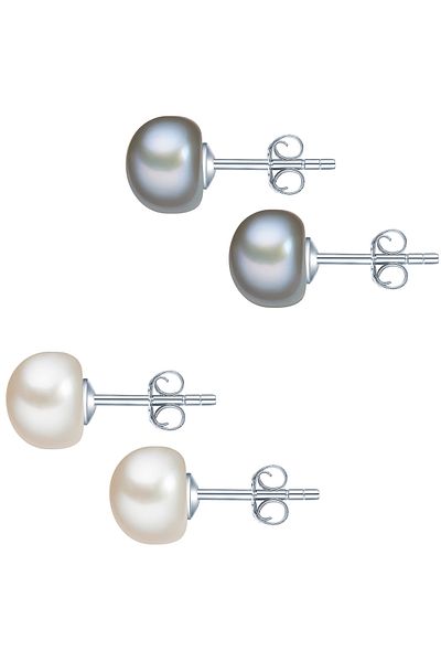 Valero Pearls Perlenohrstecker 2er Set Ohrstecker Sterling Silber Süßwasser-Zuchtperle weiß silber