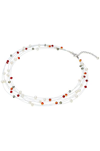 Valero Pearls Perlenhalskette Kette Süßwasser-Zuchtperle weiß verziert mit Kristallen von Swarovski®