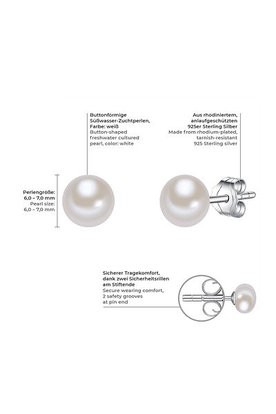 Valero Pearls Perlenohrstecker Ohrstecker Sterling Silber Süßwasser-Zuchtperle weiß