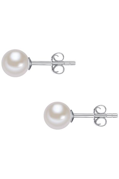 Valero Pearls Perlenohrstecker Ohrstecker Sterling Silber Süßwasser-Zuchtperle weiß