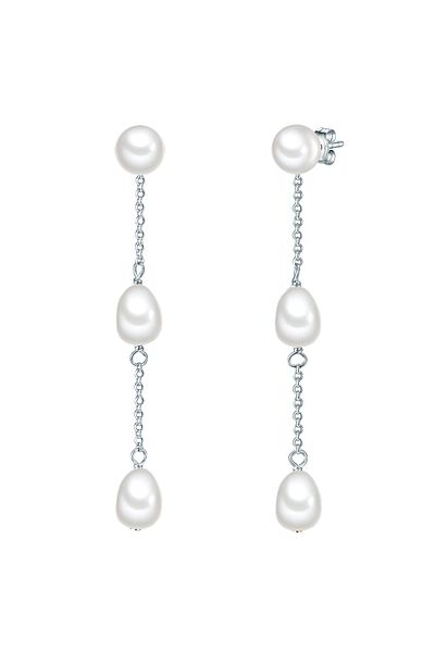 Valero Pearls Perlenohrhänger Ohrhänger Sterling Silber Süßwasser-Zuchtperlen weiß