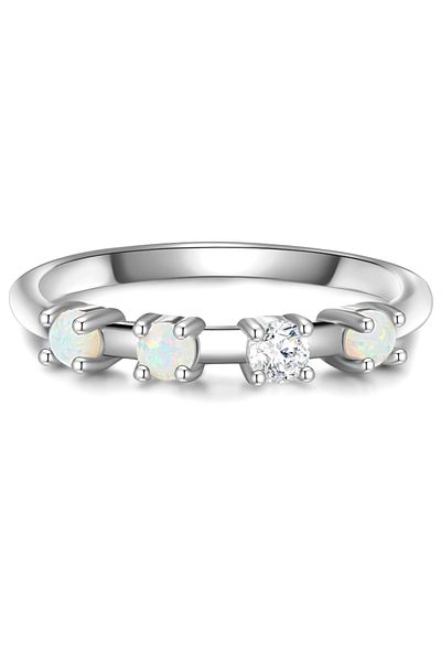 Glanzstücke München Silberring Ring Sterling Silber Opal (synth.) Zirkonia weiß