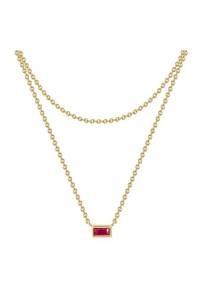 Glanzstücke München Silberhalskette Kette mit Anhänger Sterling Silber gelbgold Korund