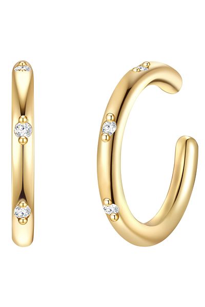 Glanzstücke München Silberohrklemmen Ohrklemmen Sterling Silber gelbgold Zirkonia weiß
