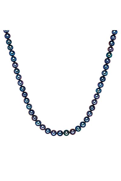Valero Pearls Perlenhalskette Kette Sterling Silber Süßwasser-Zuchtperle dunkelblau