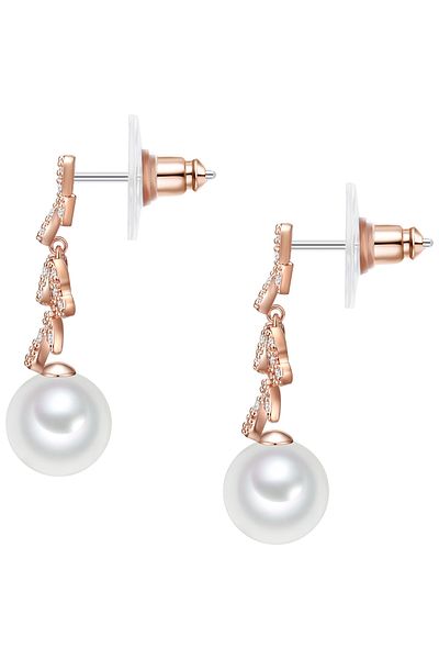 Lulu & Jane Perlenohrhänger Ohrstecker roségold Muschelkernperle weiß Zirkonia weiß