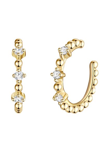 Glanzstücke München Silberohrklemmen Ohrklemmen Sterling Silber gelbgold Zirkonia weiß