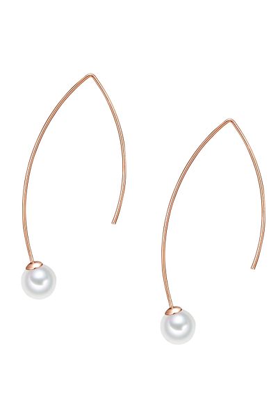 Lulu & Jane Perlenohrhänger Ohrhänger roségold Muschelkernperle weiß
