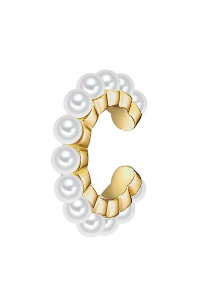 Glanzstücke München Silberohrklemmen Ohrklemme Sterling Silber gelbgold Muschelkernperle weiß