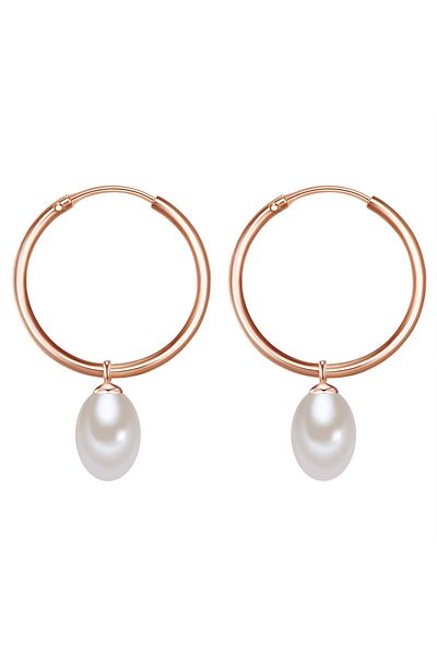Valero Pearls Silberohrcreolen Creolen Sterling Silber roségold Süßwasser-Zuchtperle weiß