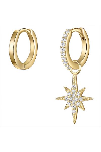 Glanzstücke München Silberohcreolen Creolen Sterling Silber gelbgold Zirkonia weiß