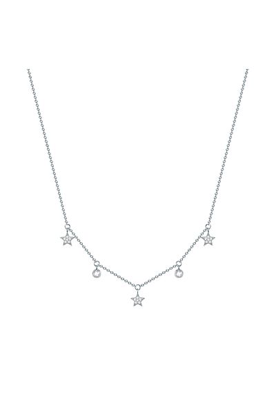 eastside Edelstahlhalskette Kette mit Anhänger Edelstahl Preciosa weiß