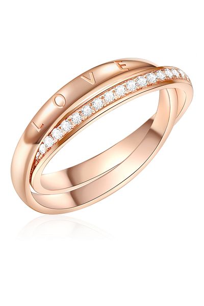 Lulu & Jane Silberring Yüzük Sterling Silber rosegold Zirkonya weiß