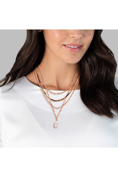 Lulu & Jane Modeschmuckhalskette Kette mit Anhänger gelbgold Süßwasser-Zuchtperleweiß