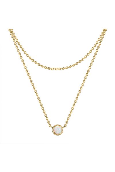 Glanzstücke München Silberhalskette Kette mit Anhänger Sterling Silber gelbgold Opal (synth.)