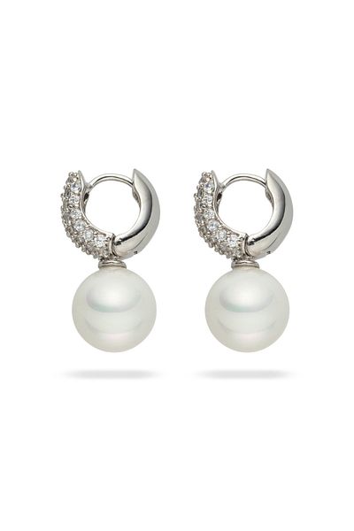 Lulu & Jane Perlenohrcreolen Creolen Muschelkernperle weiß Zirkonia weiß
