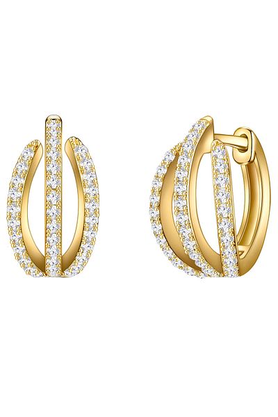 Trilani Silberohcreolen Creolen Sterling Silber gelbgold Zirkonia weiß