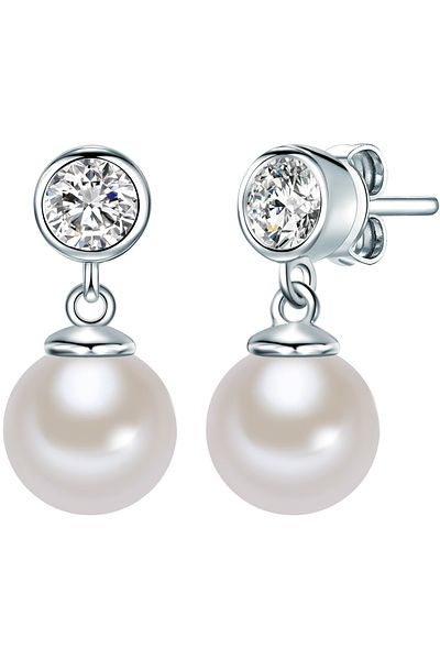 Rafaela Donata Silberohrstecker Ohrstecker Sterling Silber Südsee-Muschelkernperle weiß Zirkonia weiß