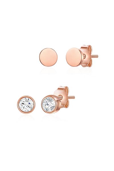 Glanzstücke München Silberohrstecker 2er Set Ohrstecker Sterling Silber roségold Zirkonia weiß