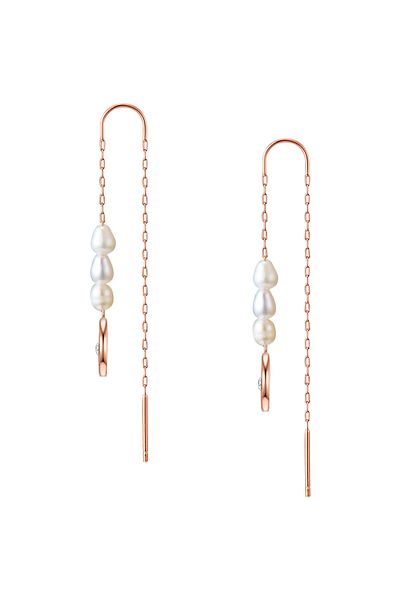 Valero Pearls Edelstahlohrhänger Ohrhänger Edelstahl roségold Süßwasser-Zuchtperle weiß Preciosa weiß