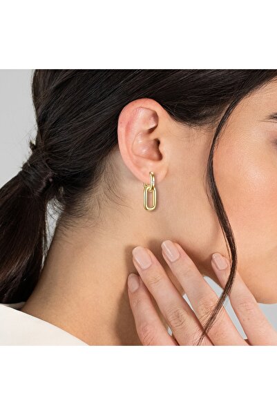 Lulu & Jane Diamantohrcreolen Creolen Sterling Silber gelbgold Diamant weiß